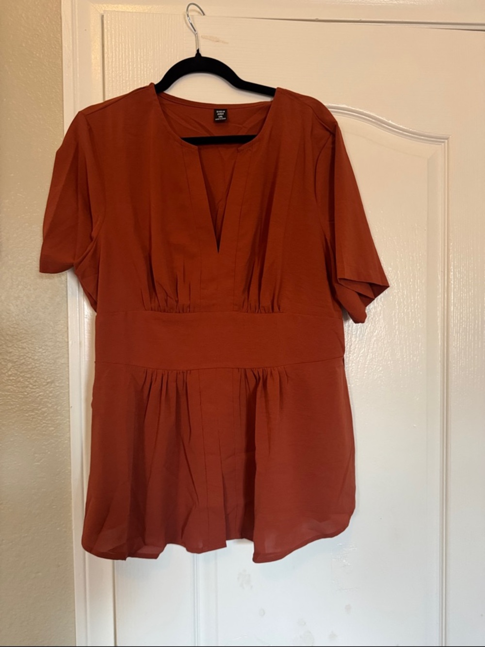 SHEIN Rust Short Sleeve Peplum Blouse